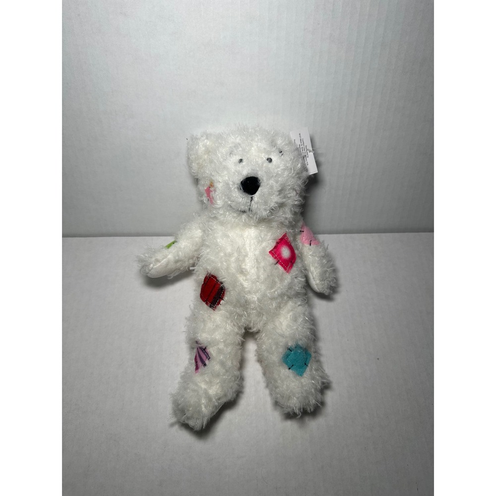 Cuzzie Comfort Crew White Patchwork Teddy Bear Plush‎ Stuffed Animal 10 inch